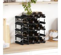 Wine Rack Black Solid Pine & Galvanised Steel Rustic 20-Bottle 42.5x22.5x42.5cm