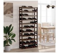 Wine rack black solid pinewood 72x25x166cm 77-bottle 11-tier freestanding tall