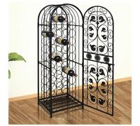 Wine Rack Black Wrought Iron 45x35.7x133.5cm 45-Bottle Wall-Mount Sturdy Display