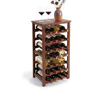 Relaxdays Walnut wine rack, holds 28 bottles