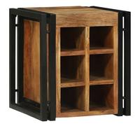 Wine Rack Brown and Black Solid Acacia Wood 35 x 35 x 39 cm with Sturdy Iron Frame for Kitchen and Living Room Practical Storage for Wine Bottles and Drinks