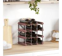 Wine Rack Brown Solid Pine & Galvanised Steel 12-Bottle 32.5x22.5x32.5 cm Rustic