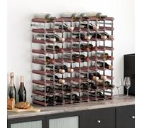 Wine Rack Brown Solid Pine & Galvanised Steel 9-Tier 72 Bottle Wall 80x22.5x80cm