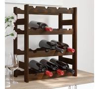 Wine Rack Brown Solid Pine Wood 4-Tier 16-Bottle 54x43x25cm Rustic Shelf Dining