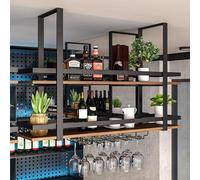 Wine Rack, Ceiling Hanging Wine Bottle Holder, Wall Mounted Wine Storage Shelf Black Metal Floating Stemware Glasses Organizer for Bars,Restaurants,Kitchens,Cafe (Size : 80x30x80cm) (150x30x80cm)