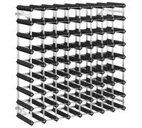 Wine Rack for 72 Bottles Black Made of Solid Pine Wood and Galvanised Steel 81 x 22.5 x 81 cm Standing as Bottle Rack Wine Cabinet for Kitchen Cellar Bar with Wall Bracket