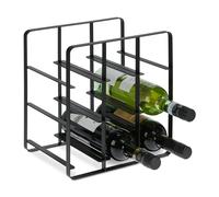 Relaxdays Metal Wine Rack, 9 Bottles, HxWxD: 30.5 x 27 x 20 cm, Free Standing, Drinks Holder, Kitchen & Bar, Black, Iron, 30.5 x 27.5 x 20 cm