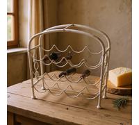 Wine Rack Free Standing 12 Bottle Holder Cream Metal Legs Shelf Drinks Display