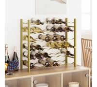 Wine Rack Gold Metal 36 Bottles 6-Tier 64x22x58.5 cm Floor Standing for Kitchen