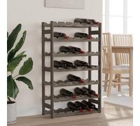 Wine Rack Grey Solid Pinewood 42 Bottle 7 Tier 102x62.5x25cm Rustic Countertop