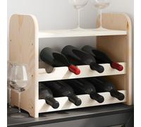 Wine Rack Natural Pine 43x25x37cm Solid Pine Wood 8-Bottle Shelf Top for Counter