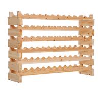 Wine Rack Natural Pine 6-Tier 72 Bottle 114x28x80cm Solid Wood Standing Modular