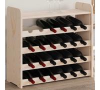 Wine Rack Natural Pine 67.5x25x60cm. Solid Wood 24 Bottle Rustic Wave Top Shelf