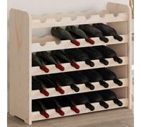 Wine Rack Natural Pine 67.5x25x60cm Solid Wood 30 Bottle Rustic Wave Shelf Unit