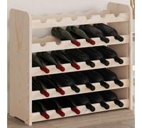Wine Rack Natural Pine 67.5x25x60cm Solid Wood 30 Bottle Rustic Wave Shelf Unit