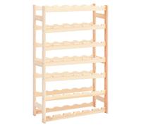 Wine Rack Natural Pinewood 102x62.5x25cm 42-Bottle Freestanding InclMount Rustic