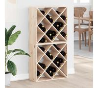 Wine Rack Pack of 2 Natural Solid Pine Wood 62 x 25 x 62 cm Wine Bottle Shelf with Storage Space for Living Room Kitchen Bar and Party Sturdy Compartment for Storage and Display