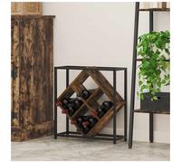 Wine Rack Smoked Oak Engineered Wood 16-Bottle 51x18x52.5cm Compact Display Unit