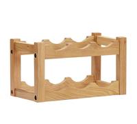 Wine Rack Solid Oak Natural 37x21x21cm Freestanding 6 Bottle Rustic Wood Shelf