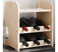 Wine Rack Solid Pine 6-Bottle Natural Unfinished Wood 33x25x37cm TopDisplayShelf