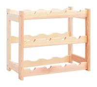 Wine Rack Solid Pine Natural 43x25x38 cm 12-Bottle Wall Mount Display RusticHome