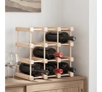 Wine Rack Solid Pine Natural Finish 36x23x36 cm 12 Bottle Rustic Display Shelf