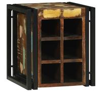 Wine Rack Solid Upcycled Wood 35 x 35 x 39 cm, Sturdy Iron Frame, Rectangular Design Wine Rack for Kitchen, Living Room, Bar, Practical Wine Bottle Storage