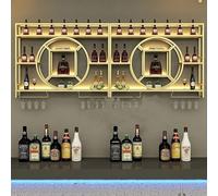 Wine Rack Wall Mount with LED,Wine Glasses Rack,Whiskey Wine Glass Storage Holder,Hanging Liquor Bottle Display Shelf,Rustic Wall mounted Shelves,Floating Bar Shelving,Wine Decor,for Home,Kitchen