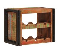 Wine Rack Wall-Mounted Brown Mango Wood 60x45x33cm Industrial Rustic Bottle Rack