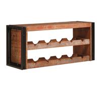 Wine Rack Wall-Mounted Brown Solid Mango Wood 100x45x33cm Industrial Mid-Century