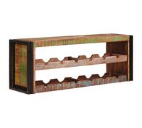 Wine Rack Wall-Mounted Brown Solid Mango Wood 120x45x33cm Industrial Shelf Loft