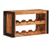 Wine Rack Wall-Mounted Brown Solid Mango Wood 80x45x33cm Industrial Rustic Shelf