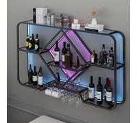 Wine Rack Wall Mounted,Wall Bar Shelf,Wine Bottles Display Wall Storage Shelf,Display Shelf Bottle Storage Rack,for Cupboard for Stylish Wine Storage Home Bar,Simple Hanging Goblet Rack(Color:Black,Si
