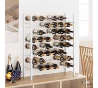 Wine Rack White Metal 64x22x80cm 48-Bottle 8-Tier Floor Storage Modern Rustproof