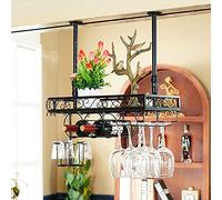 Wine Rack, Wine Glass Rack, Upside-Down Home Bar Counter, Creative Goblet Rack, Hanging European Style Wine Storage Shelf Ornaments, Height-Adjustable Wine Holder,A,80 * 25CM