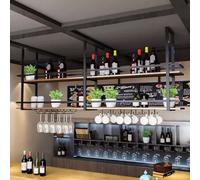 Wine Rack Wine Storage Holder - Ceiling Mounted Hanging Shelf Floating Shelves for Bars Restaurants Kitchen Pot Pan Rack - Metal Frame Plant Flower Pot Stand(80x30x80cm)
