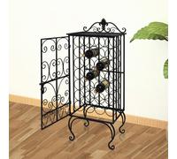 Wine Rack Wrought Iron Black 47x35x111cm Floor Standing 28-Bottle Metal Lockable