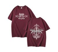 (Wine Red-1, M) Stray Kids Dominate Group Merchandise Printed Summer Short Sleeve Loose Pure Cotton T-Shirts