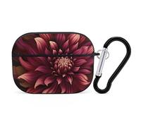 Wine Red Artistic Flower AirPods Pro 2 Case Cover, Shockproof Hard Shell Protective Case for Women Men, Compatible with Airpod Pro Case 2nd/1st Generation with Keychain-Black
