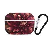 Wine Red Artistic Flower AirPods Pro 2 Case Cover, Shockproof Hard Shell Protective Case for Women Men, Compatible with Airpod Pro Case 2nd/1st Generation with Keychain-White