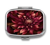 Wine Red Artistic Flower Pill Box Pill Organizer Pill Case 2 Compartment Medicine Pill Organizer Small Pill Case Pill Container Pill Holder Cute Pill Box Mini Pill Case