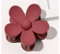 Wine Red Candy Colored Flower Claw Hair Clips - Big Cute Thick Hair Clips with Sweet Floral Design