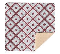 Wine Red Checker Stars Plaid Large Non-Slip Foldable Baby Play mat for Floor Non-Toxic Foldable Infant Play Mat for Babies Infants Toddlers, 50'' x 50''gimnasio de actividades para