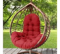 (Wine Red) Garden Hanging Egg Chair Thick Cushion Swing Chair Pad