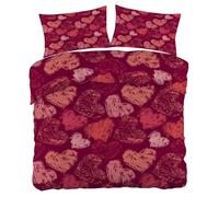 Wine Red Hearts King Size Duvet Cover Sets, Simple Style Bedding Set, 1 Soft and Comfortable Microfiber Quilt Cover and 2 Pillowcases 50×75, for Room Decor A896