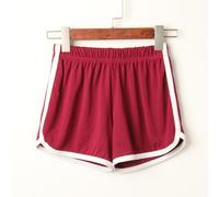 (wine red, M) "Women's Summer 2025 Casual Korean Style Three-Quarter Sports Shorts - Yoga & Beach Ready Candy Color Hot Pants"