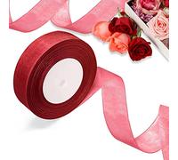 Wine Red Organza, 45m Long Clear Chiffon Ribbon Decorative Ribbon for Gift Wrapping, Card Making, Crafts and Scrapbooking