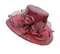 Wine Red Organza Fascinator Hat - Wedding, Evening, Tea Party, Church, Flapper, Pillbox, Wide Brim Sun, Travel, Beach, Prom, Communion, Occasion Hat