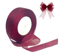 Wine Red Organza Ribbon for Gift Wrapping 25mm 50Yards Bouquet(Wine red)