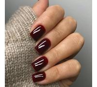 Wine Red Press-on Nails - 24pcs False Nails - Short Square Fake Nails With 12 Sizes - Full Cover Short Square False Nails For Women Nail Art